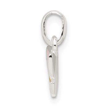 Sterling Silver Polished Pink/Orange Enamel Butterfly Children's Pendant — alternate view