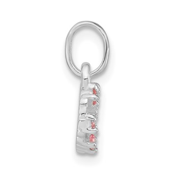 Sterling Silver Children's Polished Pink CZ Circle Pendant — alternate view