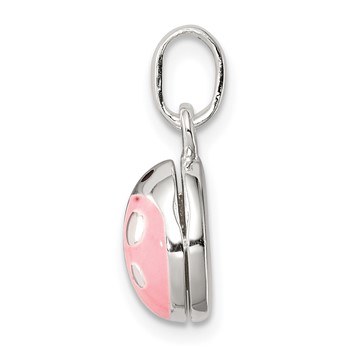 Sterling Silver Pink & Black Enamel Ladybug Locket Children's Pendant — alternate view