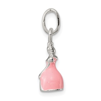 Sterling Silver Children's Pink Enameled Princess Pendant — alternate view