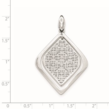 Sterling Silver Rhodium-plated Brushed/Polished Pendant — alternate view