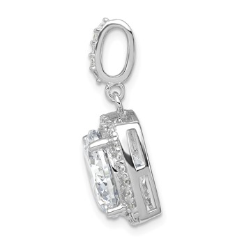 Sterling Silver Rhodium-plated Polished CZ Pendant — alternate view