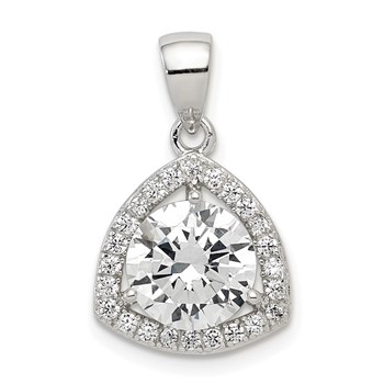 Sterling Silver Rhodium-plated Polished CZ Pendant