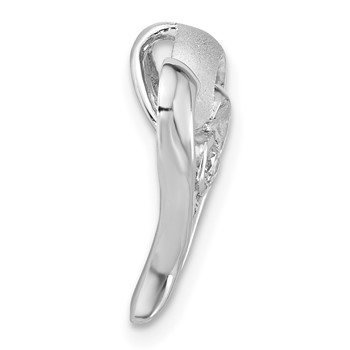 Sterling Silver Polished & Satin CZ Heart Chain Slide — alternate view