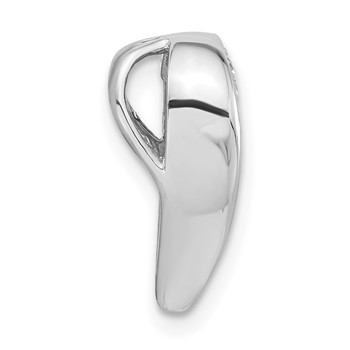 Sterling Silver Polished & Textured CZ Heart Chain Slide Pendant — alternate view