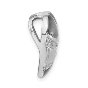 Sterling Silver w/ Black Rhodium Polished & Satin CZ Heart Chain Slide Pendant — alternate view