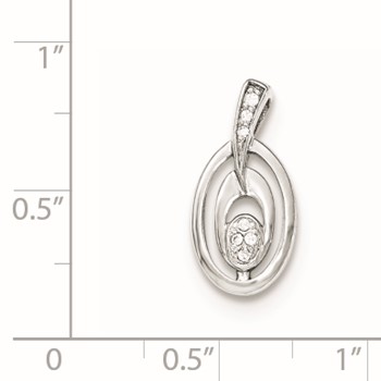 Sterling Silver Rhodium-plated Polished CZ Fancy Ovals Slide Pendant — alternate view