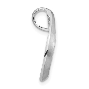 Sterling Silver Brushed CZ Teardrop Chain Slide Pendant — alternate view