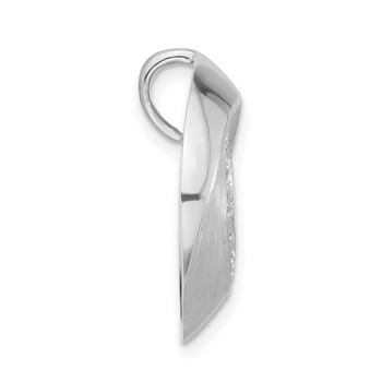 Sterling Silver Polished & Brushed CZ Circle Slide Pendant — alternate view