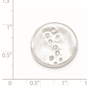 Sterling Silver Satin CZ Disc Slide Pendant — alternate view