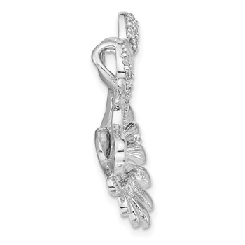 Sterling Silver Polished & Satin CZ Flower Butterfly Slide — alternate view