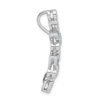 Sterling Silver Polished Pink, Blue & Clear CZ Slide Pendant — alternate view