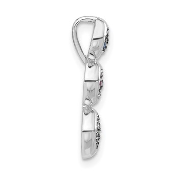 Sterling Silver w/ Black Rhodium Synthetic Stones Chain Slide Pendant — alternate view
