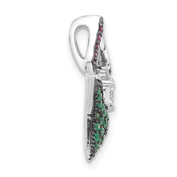 Sterling Silver & Black Rhodium Multi-color Stones & CZ Star Chain Slide — alternate view