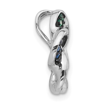 Sterling Silver w/ Black Rhodium Synthetic Stones Flower Chain Slide — alternate view