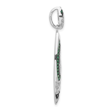 Sterling Silver & Black Rhodium Syn. Green Spinel & CZ Slide Pendant — alternate view