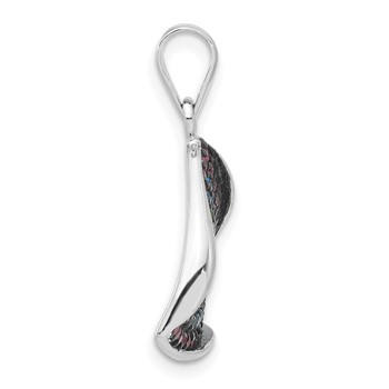 Sterling Silver & Black Rhodium Polished Syn. Stones & CZ Triangle Pendant — alternate view