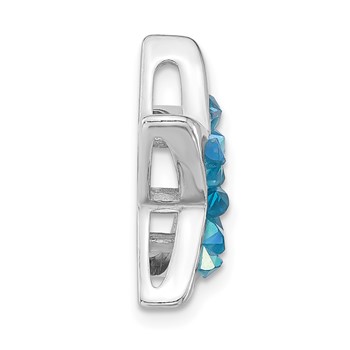 Sterling Silver Polished Blue Crystal Starfish Chain Slide Pendant — alternate view