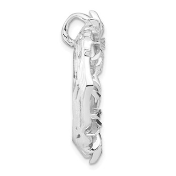 Sterling Silver Polished & Satin Black & White Enamel CZ Slide — alternate view