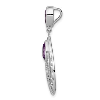 Sterling Silver Rhodium-plated Polished Amethyst Pendant — alternate view