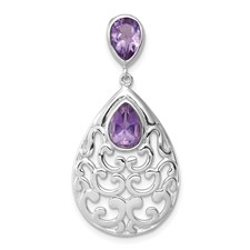 Image of Sterling Silver Rhodium-plated Polished Amethyst Pendant