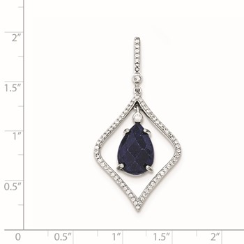 Sterling Silver with Blue Corundum and CZ Pendant — alternate view