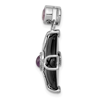 Sterling Silver Rhodium-plated Black Agate and Amethyst Pendant — alternate view