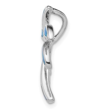 Sterling Silver Rhodium-plated Created Blue Opal Palm Tree Slide — alternate view