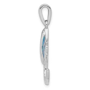 Sterling Silver Rhodium-plated Created Blue Opal Stingray Pendant — alternate view