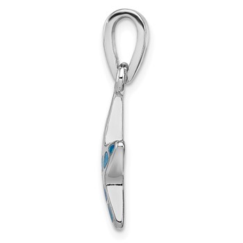 Sterling Silver Rhodium Created Blue Opal Starfish Pendant — alternate view