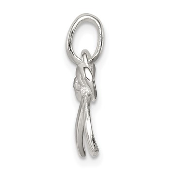 Sterling Silver Polished Diamond Bow Pendant — alternate view
