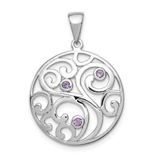 Image of Sterling Silver Rhodium-plated w/Amethyst Pendant