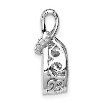Sterling Silver Platinum-plated Vibrant CZ Knot Pendant — alternate view