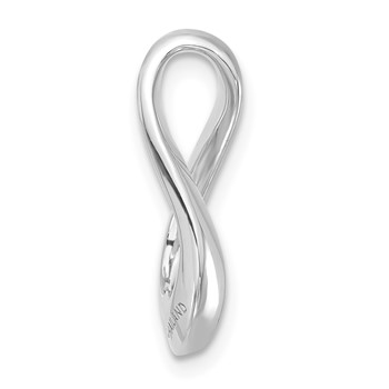 Sterling Silver Polished & Satin CZ Twisted Link Chain Slide Pendant — alternate view