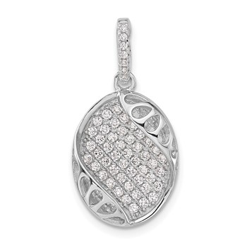 Pure Fire Sterling Silver Polished Fancy CZ Oval Pendant