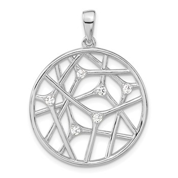 Sterling Silver Polished CZ Circle Pendant