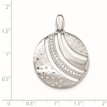 Sterling Silver Polished and Textured w/ CZ Pendant — alternate view