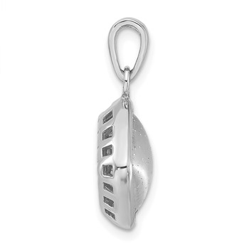 Sterling Silver Polished & Textured Diamond-shape Pendant — alternate view