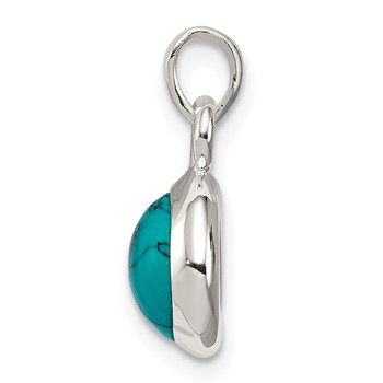 Sterling Silver Polished Lab Created Turquoise Pendant — alternate view