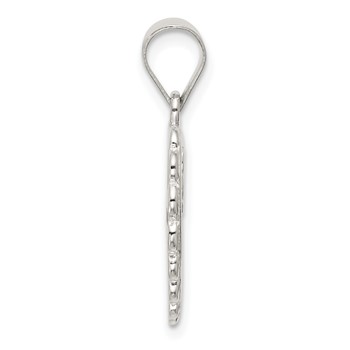 Sterling Silver Polished Mini Floral Center Heart Pendant — alternate view