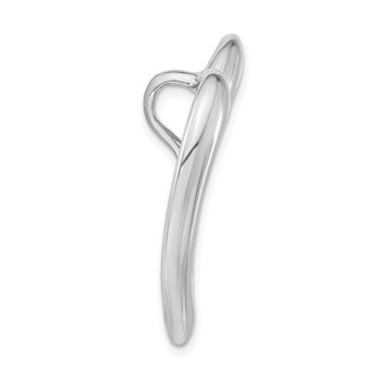 Sterling Silver Polished & Scratch Finish Heart Chain Slide Pendant — alternate view