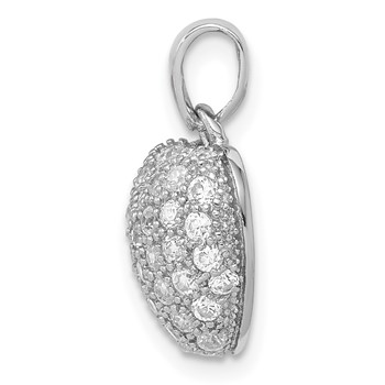 Sterling Silver Rhodium-plated CZ Micro pavé Heart Pendant — alternate view