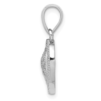 Sterling Silver Rhodium-plated Polished CZ Heart Pendant — alternate view