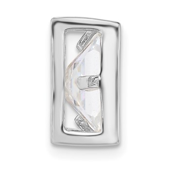 Sterling Silver Polished Large Square Shaped CZ Chain Slide — alternate view