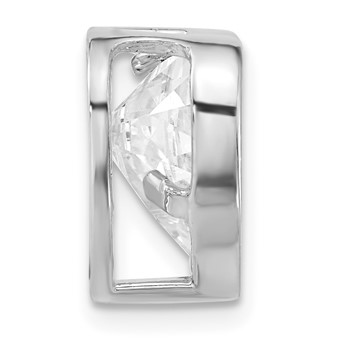 Sterling Silver Polished Large Heart Shaped CZ Chain Slide — alternate view