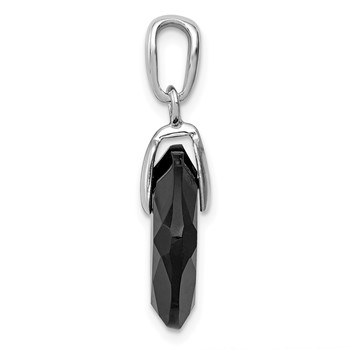 Sterling Silver Rhodium-plated Black Agate Pendant — alternate view