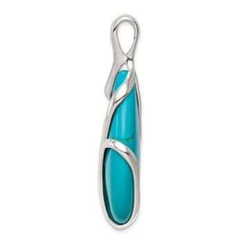 Sterling Silver Polished Synthetic Turquoise Pendant — alternate view