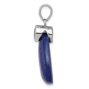Sterling Silver Rhodium-plated w/CZ and Lapis Lazuli Pendant — alternate view