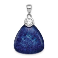 Image of Sterling Silver Rhodium-plated w/CZ and Lapis Lazuli Pendant