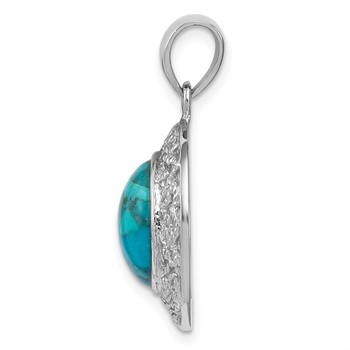 Sterling Silver Rhodium-plated w/Reconstituted Turquoise Pendant — alternate view